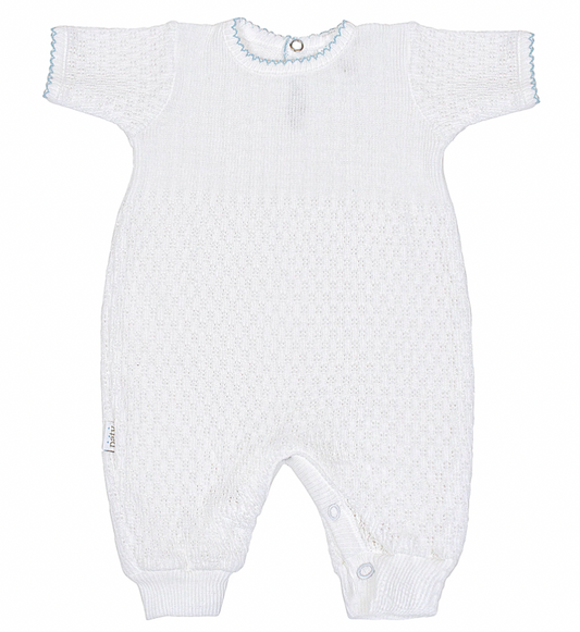 Paty Knit Blue Short Sleeve Romper
