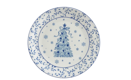 Blue and White Stoneware Plate