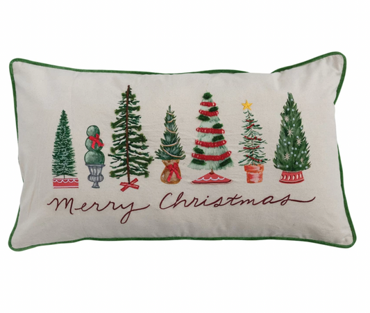 "Merry Christmas" Lumbar Tree Pillow