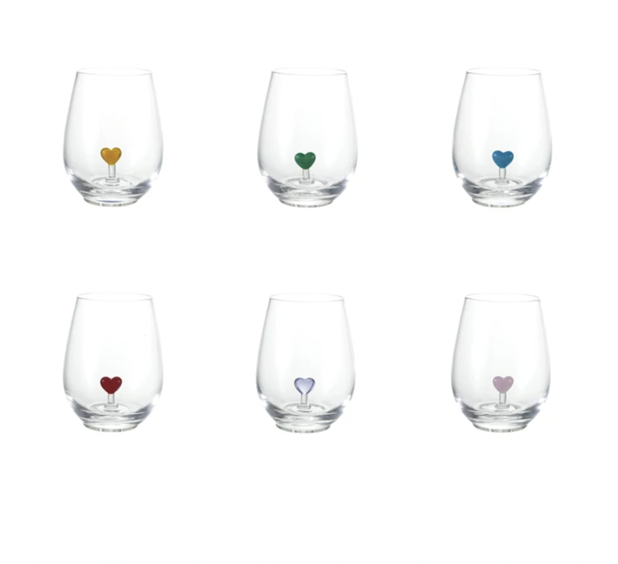 18 oz. Stemless Wine Glass with Hand-Blown Heart Inside
