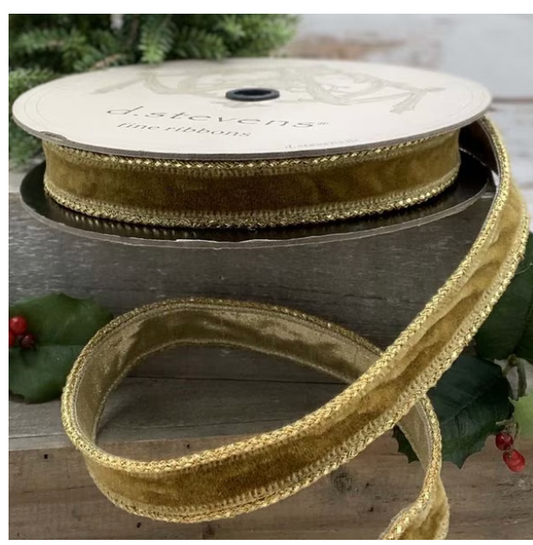 1"Gold Velvet with Braid 10 yds