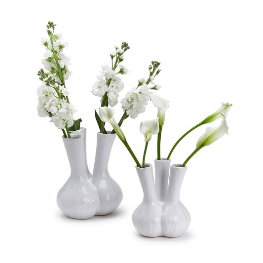 White Three Stem Vase