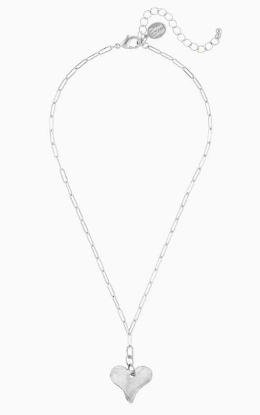 Silver Paperclip Chain with Heart