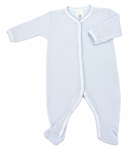 Paty Knit Blue Solid Color Footie