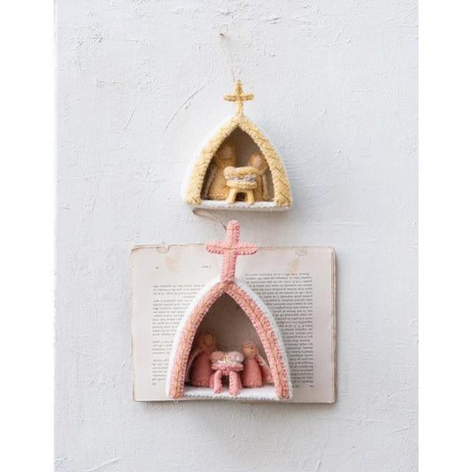 Pink Wool Felt Holy Family