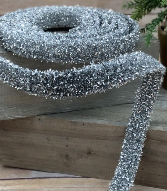 1" Silver Tinsel Garland