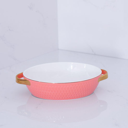 Salmon Ceramic Small Oval Baker