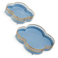 Blue Scalloped Clover Trays S/2