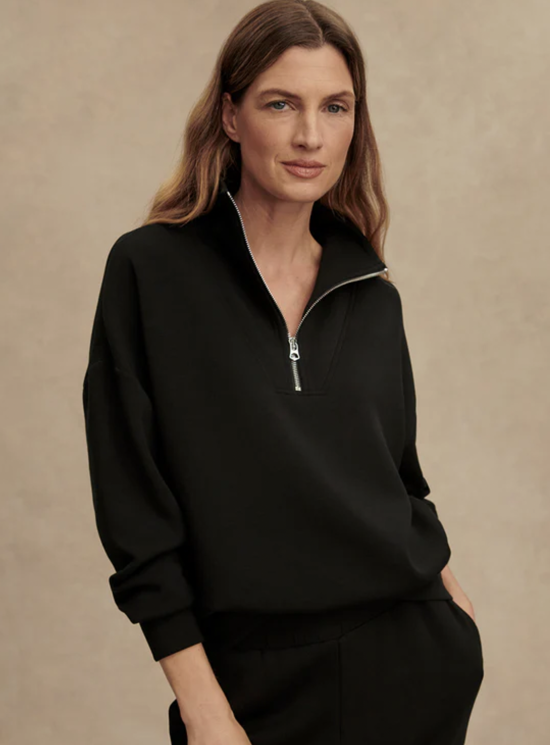 Hawley Half Zip Sweat in Black