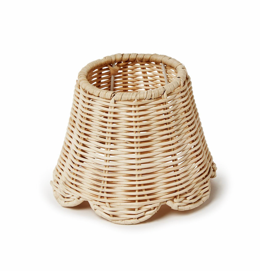 Rattan Lampshade Cover with Scalloped Edge