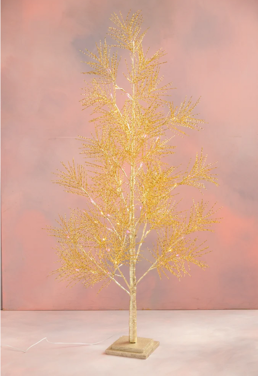 Gold Metallic Tree with Lights 6ft