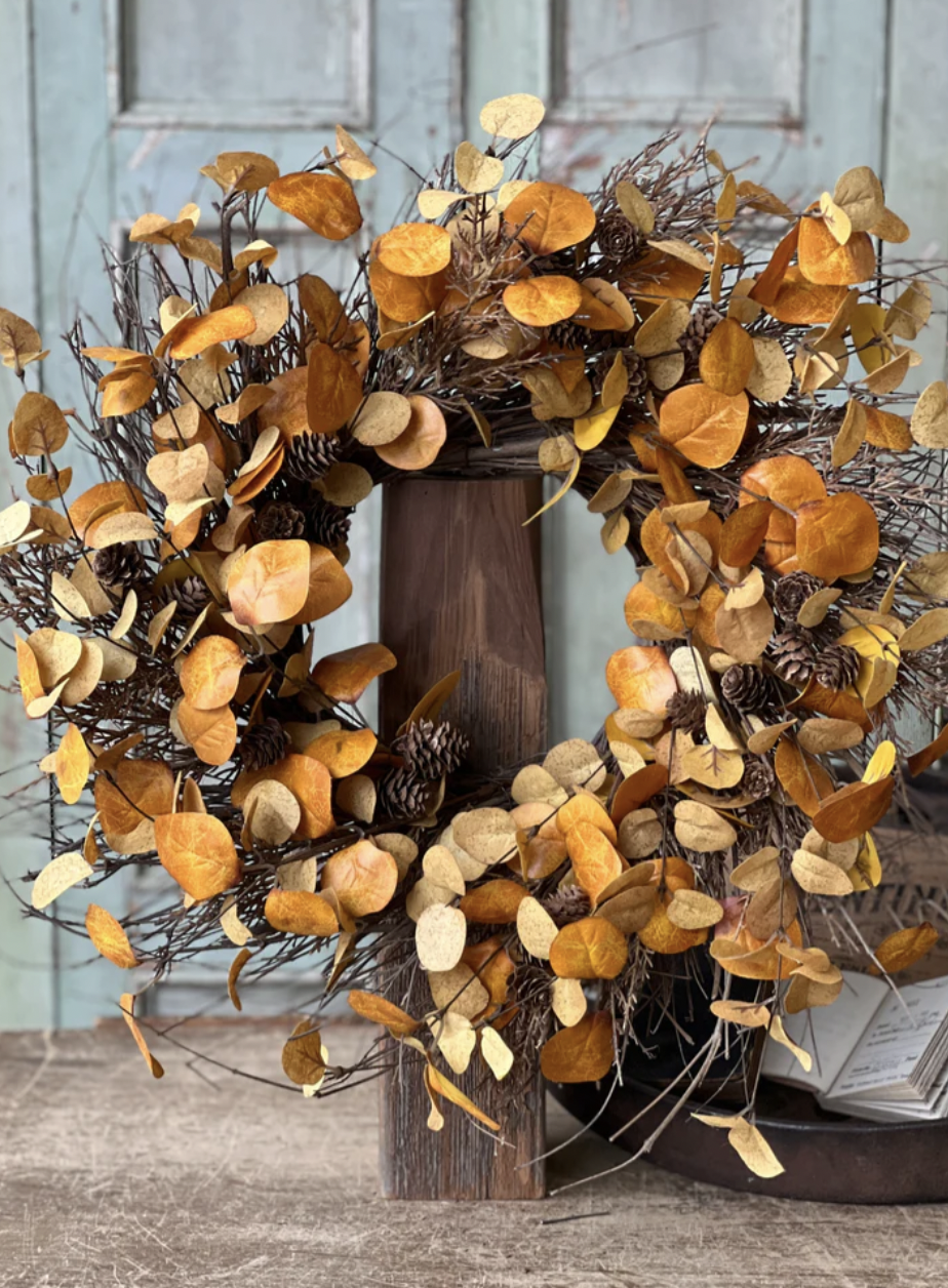 26" Mustard Penny Leaf Wreath