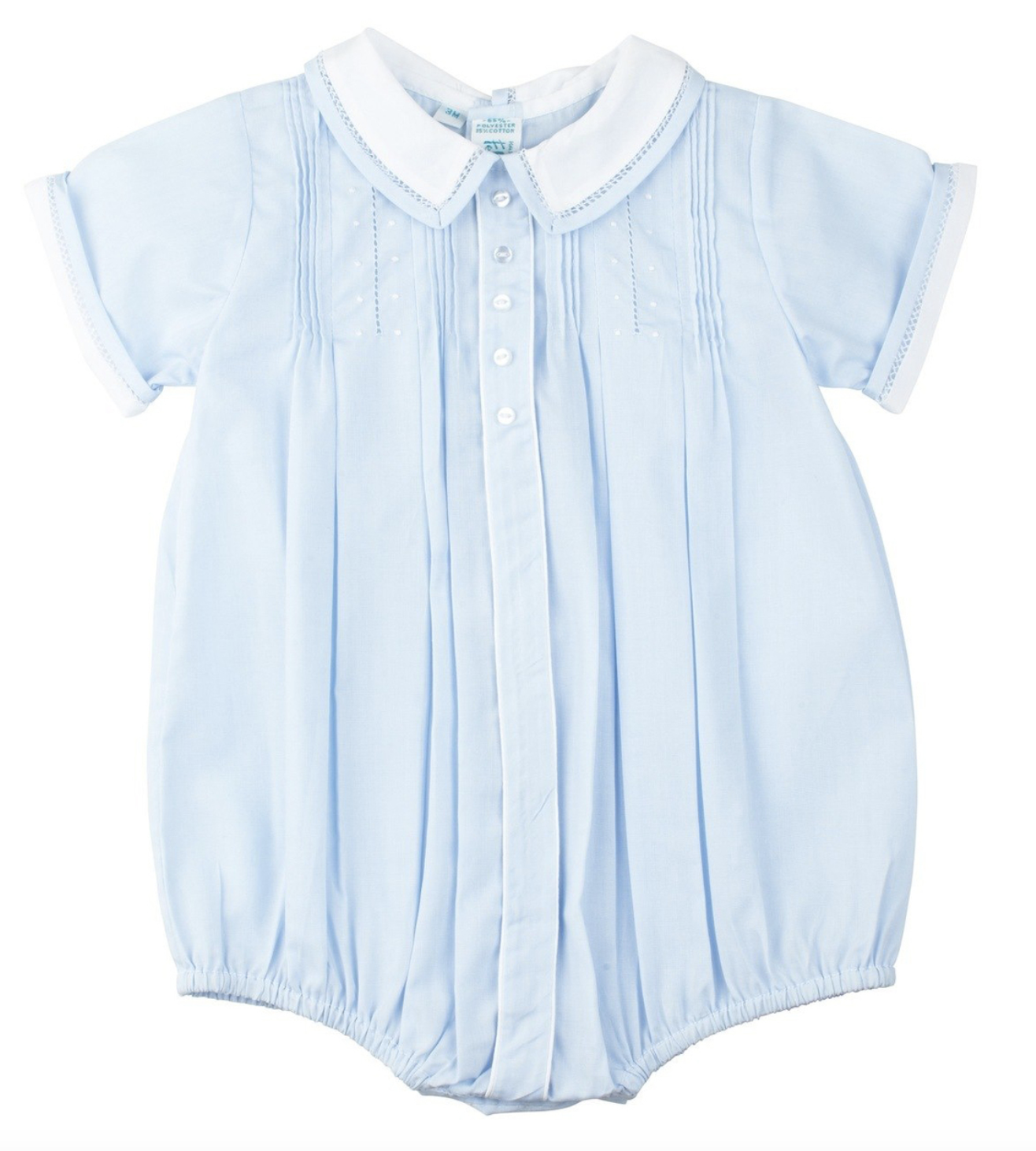 Blue Button Front Dot Creeper