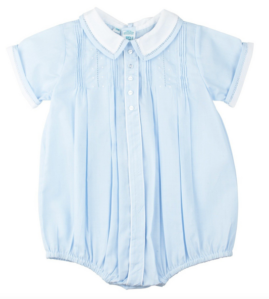 Blue Button Front Dot Creeper