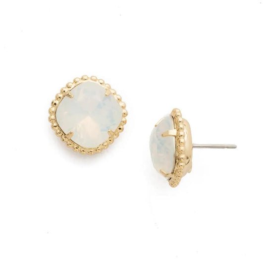 Solitaire White Stud Earrings