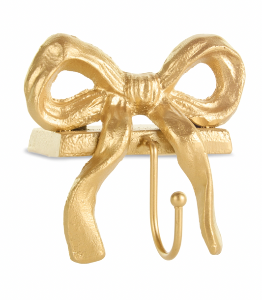 5" Gold Bow Stocking Holder