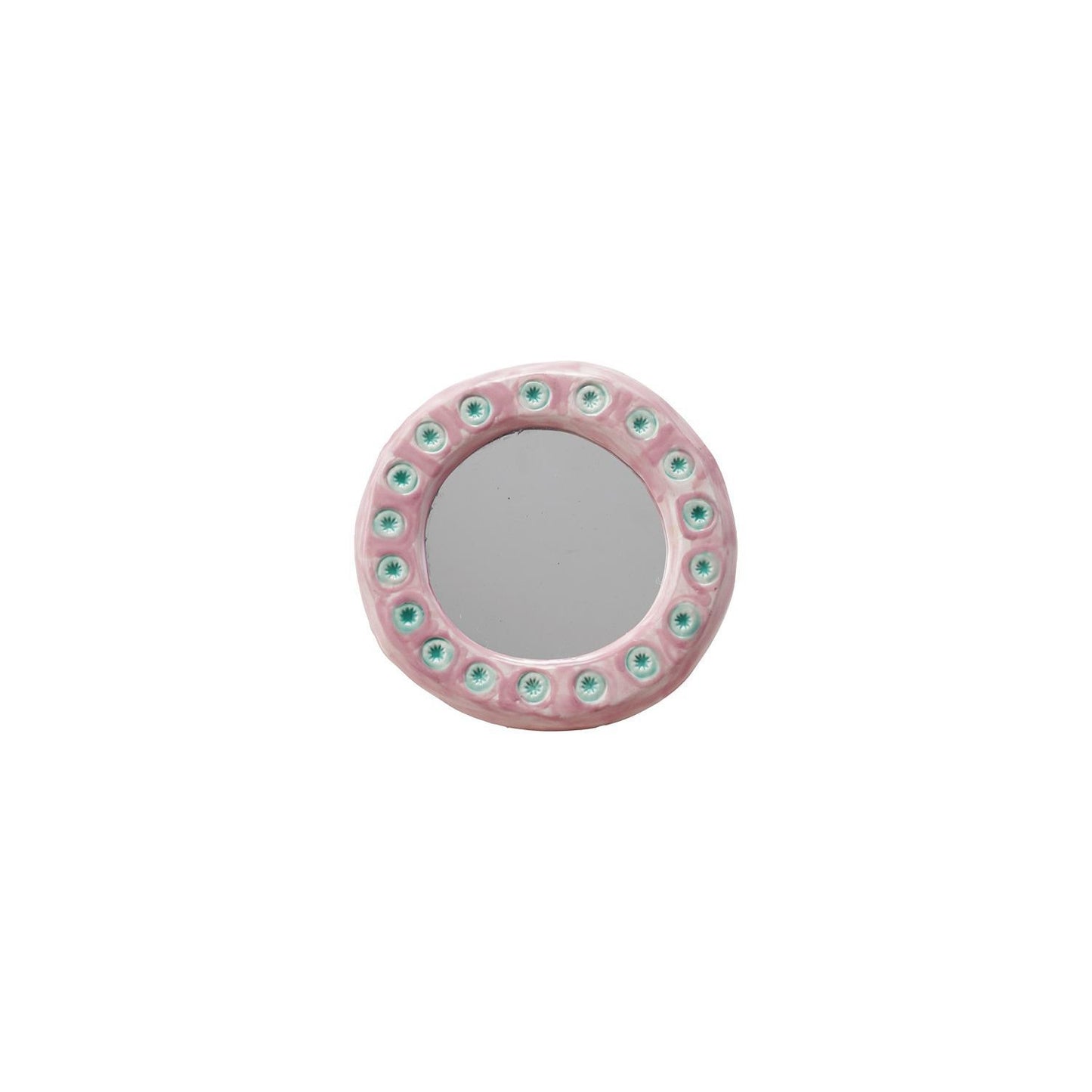 5-3/4" Round Pink and Blue Mirror