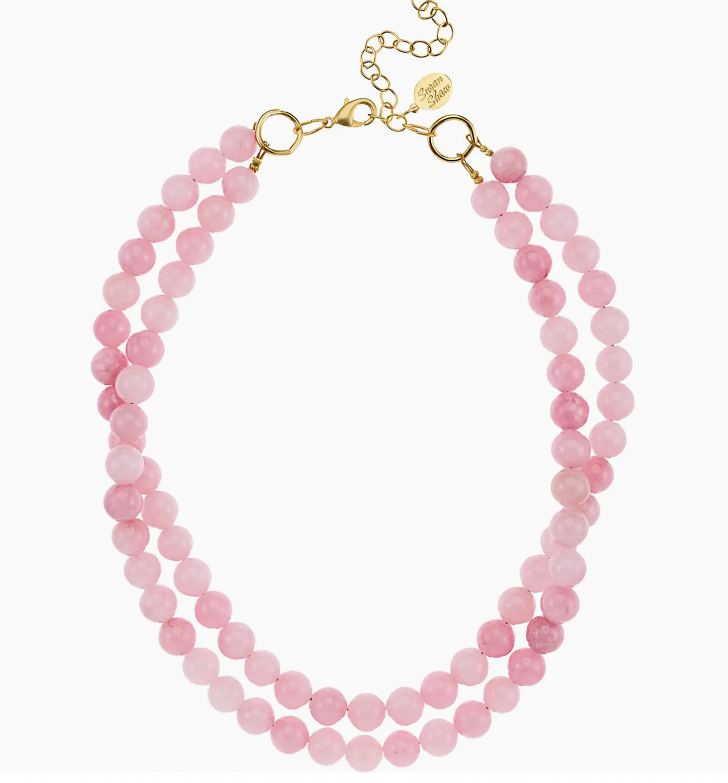 Double Strand Pink Jade Necklace