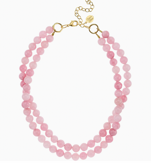 Double Strand Pink Jade Necklace