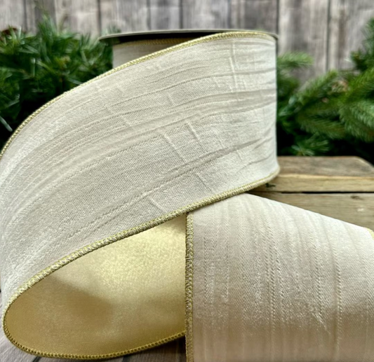 4" Alabaster White Velvet Ribbon