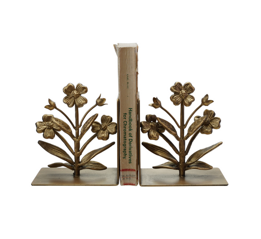 Gold Flower Bookends S/2