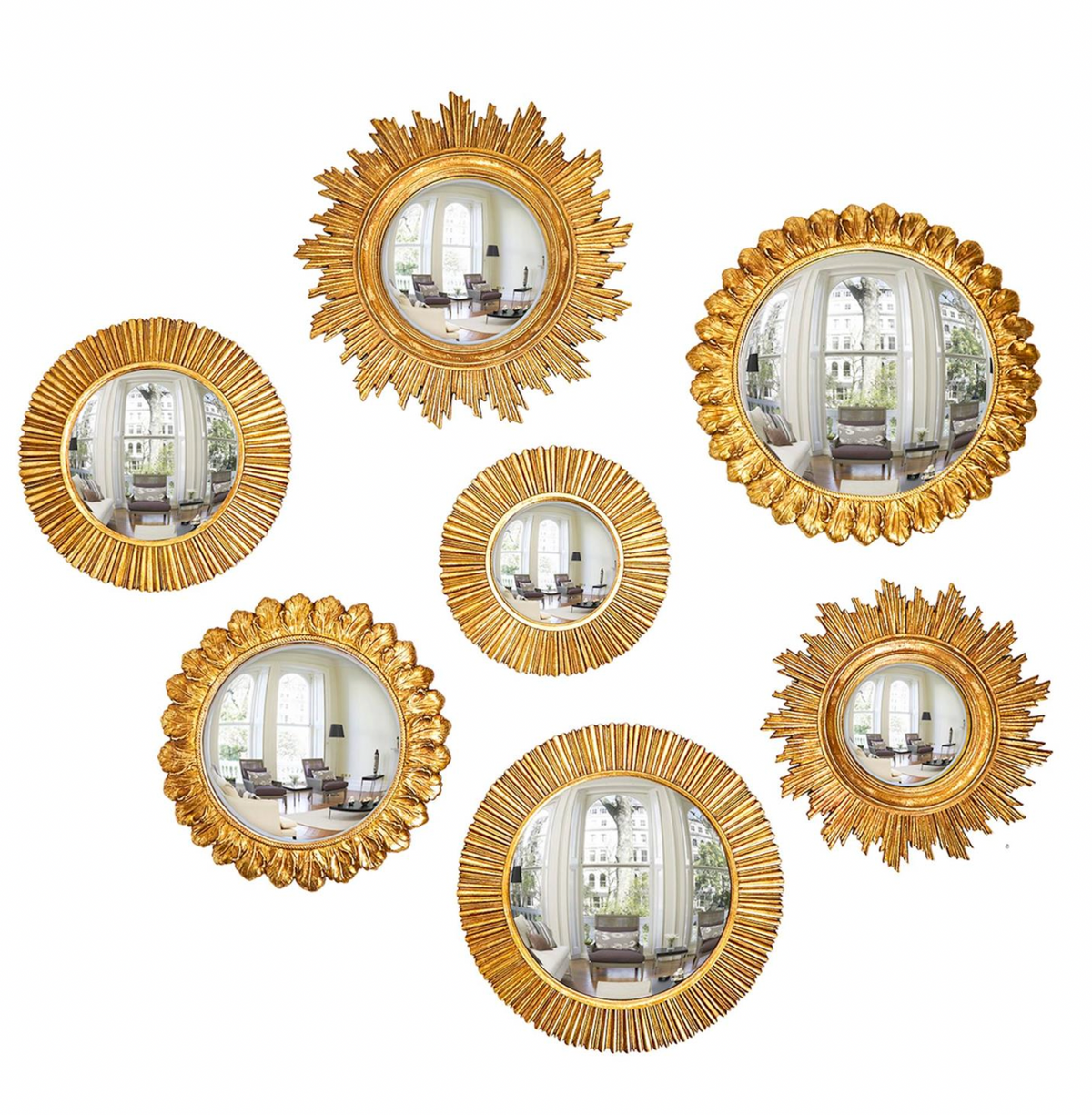 Gold Leaf Convex Wall Mirror