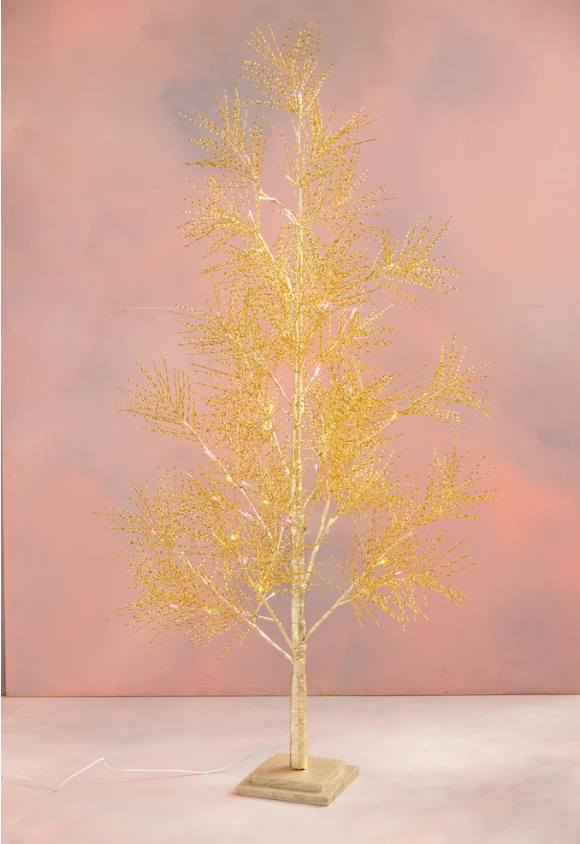 Gold Metallic Tree with Lights 4ft