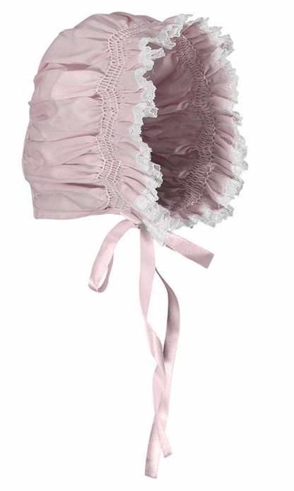 Girls Newborn Smocked Lace Bonnet