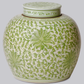 Scrolling Lotus Green and White Porcelain Jar