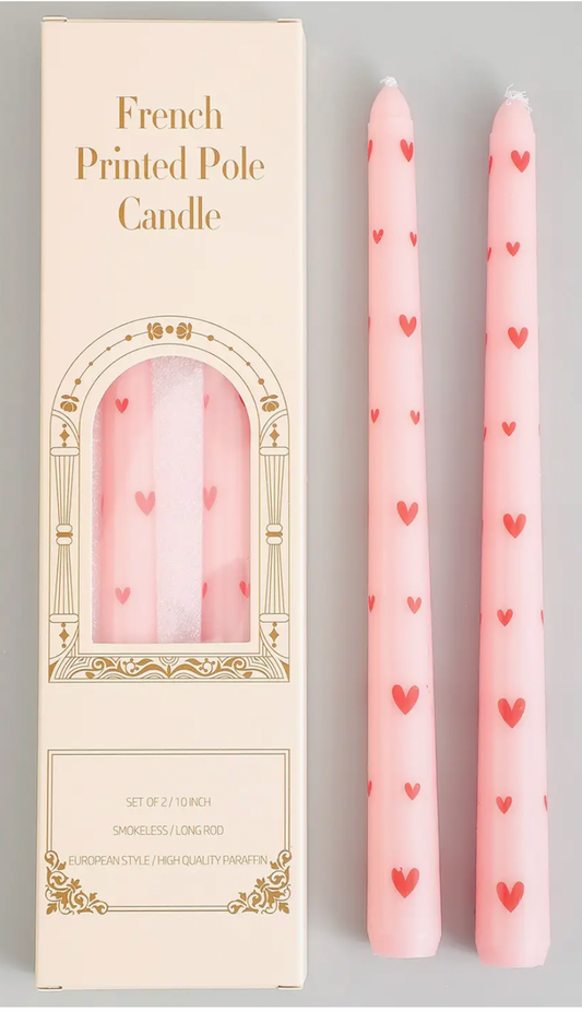 Pink and Red Heart Candles S/2