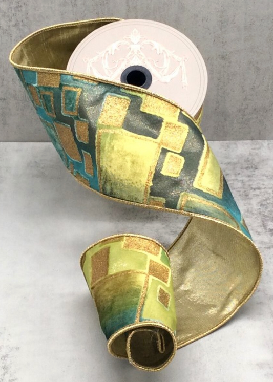 4" Burnt Out Velvet Modern Square Ribbon