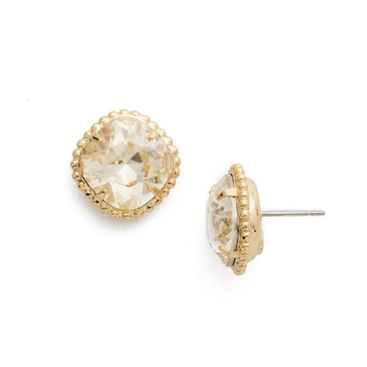 Beige Solitaire Stud Earrings