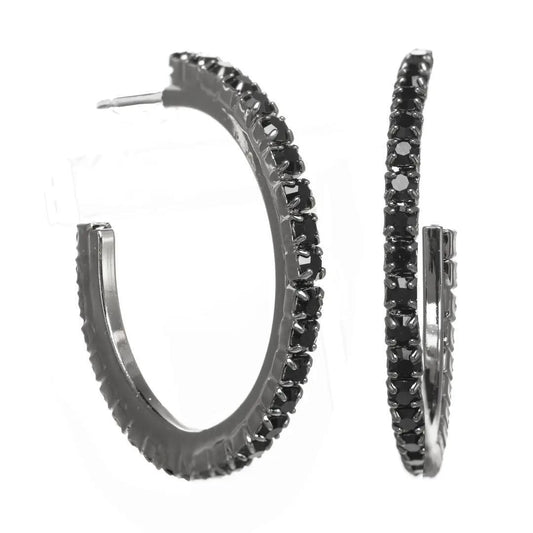 Slim Hoop Earrings Gunmetal Jet