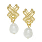 Small Gold X Pearl Earrings