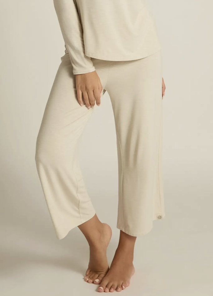 Oatmeal Wide Leg Capri Pant