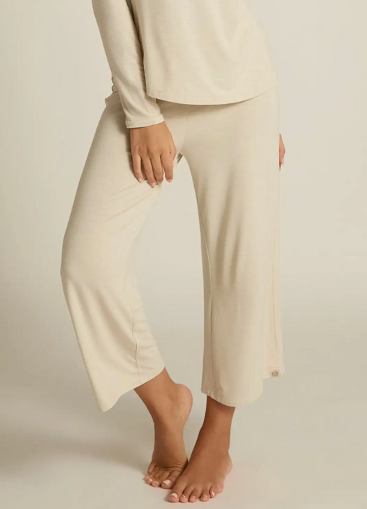 Oatmeal Wide Leg Capri Pant