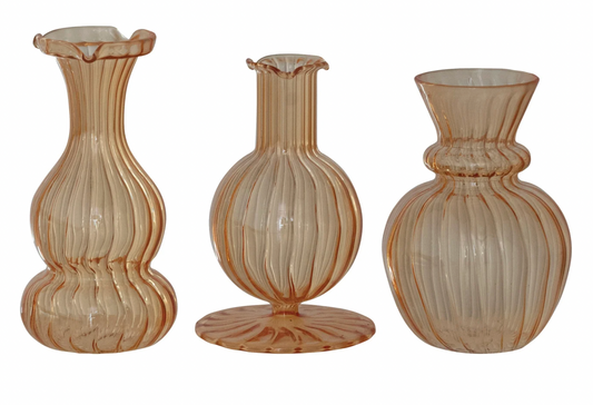 Hand-Blown Glass Vase, Apricot Color, 3 Styles
