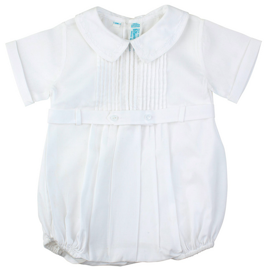 White Pintuck Button Belt Creeper