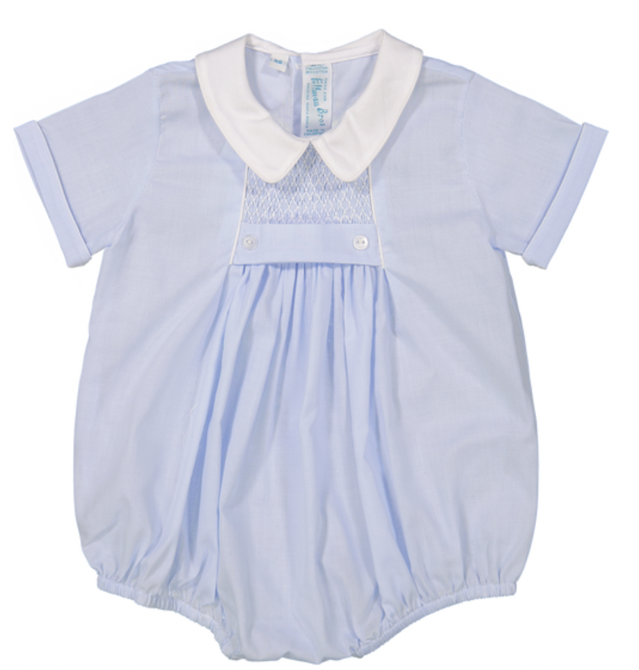Blue Chevron Smocked Creeper