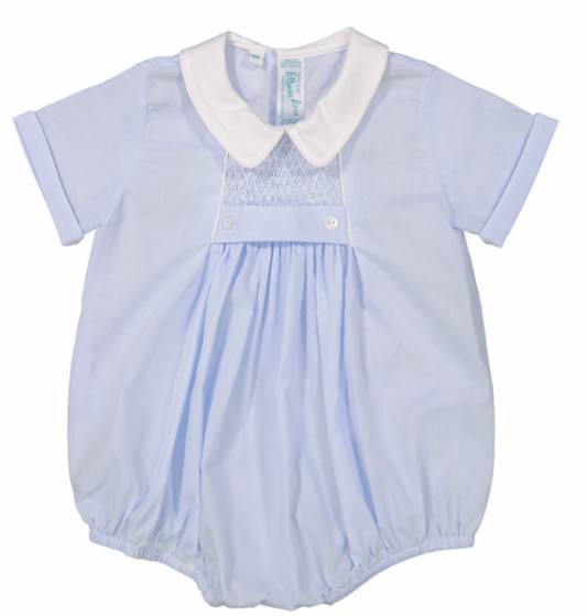 Blue Chevron Smocked Creeper