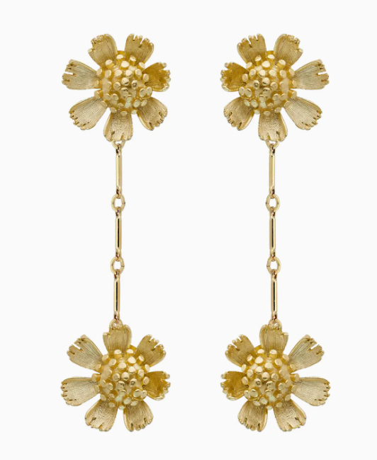 Gold Double Wild Flower Earring